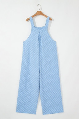 Beau Blue Checkered Pocket High Waist Wide Leg Overall