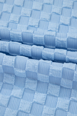 Beau Blue Checkered Pocket High Waist Wide Leg Overall