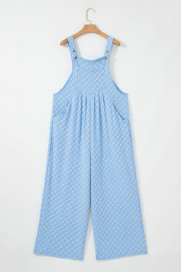 Beau Blue Checkered Pocket High Waist Wide Leg Overall