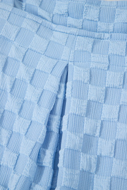 Beau Blue Checkered Pocket High Waist Wide Leg Overall