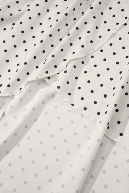 Khaki Polka Dot Surplice V Neck Flutter Sleeve Flowy Plus Size Midi Dress