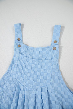 Beau Blue Checkered Pocket High Waist Wide Leg Overall