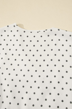 Khaki Polka Dot Surplice V Neck Flutter Sleeve Flowy Plus Size Midi Dress