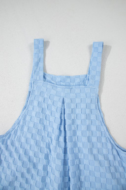 Beau Blue Checkered Pocket High Waist Wide Leg Overall