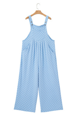 Beau Blue Checkered Pocket High Waist Wide Leg Overall