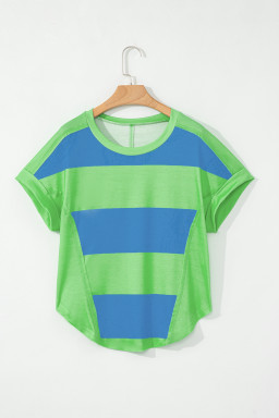 Blue Color Block Exposed Seam Tee