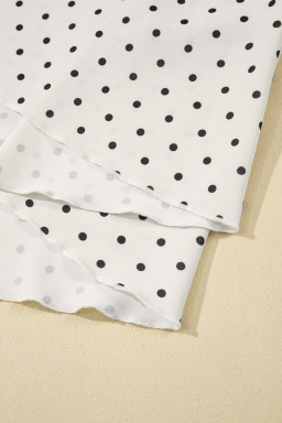 Khaki Polka Dot Surplice V Neck Flutter Sleeve Flowy Plus Size Midi Dress