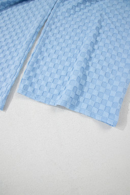 Beau Blue Checkered Pocket High Waist Wide Leg Overall