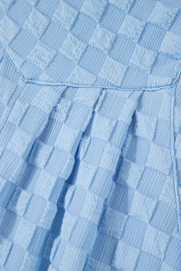 Beau Blue Checkered Pocket High Waist Wide Leg Overall