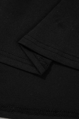 Black Knitted Bow Tie Back Round Neck Long Sleeve Top