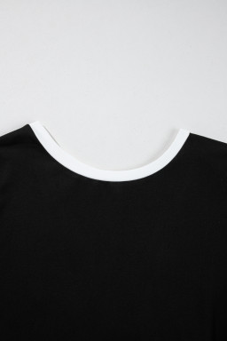 Black Knitted Bow Tie Back Round Neck Long Sleeve Top