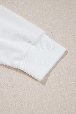 Beige Sequins Bow Valentine Drop Shoulder Loose Sweatshirt