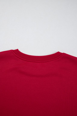 Fiery Red Sweet Bowknot Round Neck Sweatshirt