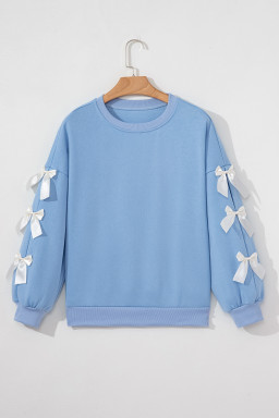 Myosotis Sweet Bowknot Round Neck Sweatshirt