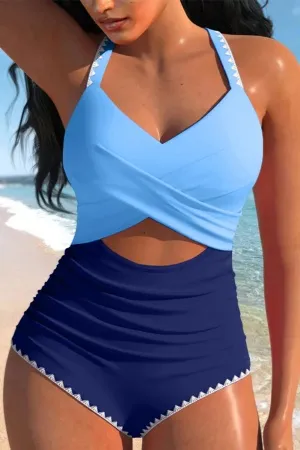 monokini swimsuit blue
