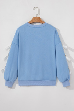 Myosotis Sweet Bowknot Round Neck Sweatshirt