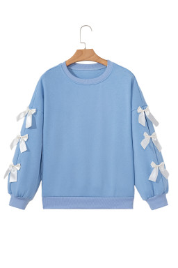 Myosotis Sweet Bowknot Round Neck Sweatshirt