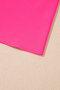 Rose Red Solid Color Cami and Floral Print Panty Tankini Set