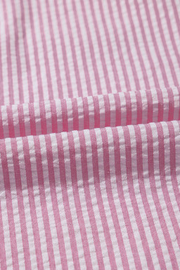 Pink Stripe Bow Tie Front Round Neck Long Sleeve Top