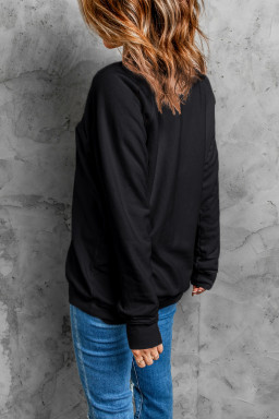 Black COOL AUNT Embroidered Letter Graphic Sweatshirt