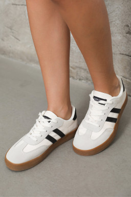 white lace up sneakers