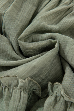 Laurel Green Textured Tie Waist Ruffle Hem Shorts