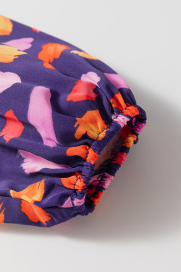 Blue Abstract Print Collared Tiered Flowy Maxi Dress