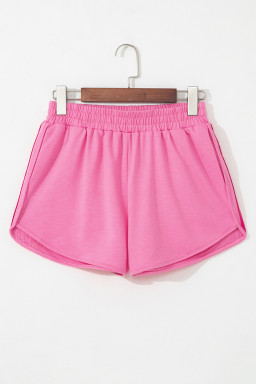 Bonbon Color Block Striped Elastic High Waist Active Shorts