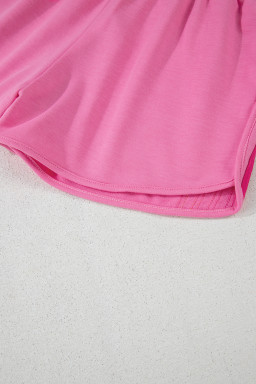 Bonbon Color Block Striped Elastic High Waist Active Shorts