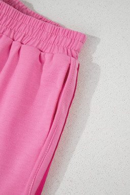 Bonbon Color Block Striped Elastic High Waist Active Shorts