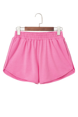 Bonbon Color Block Striped Elastic High Waist Active Shorts