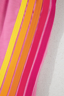 Bonbon Color Block Striped Elastic High Waist Active Shorts