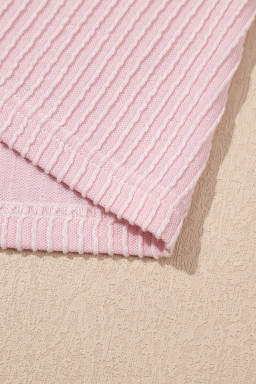 Pink Colorblock Corded Crew Neck Tee