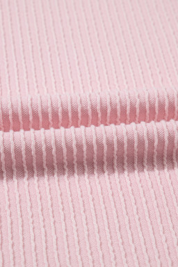 Pink Colorblock Corded Crew Neck Tee