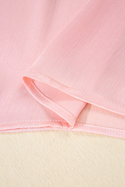 Pink Metallic Sheen Short Batwing Sleeve Plus Size Blouse