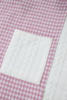 Pink Houndstooth Textured Patchwork Loose Shacket