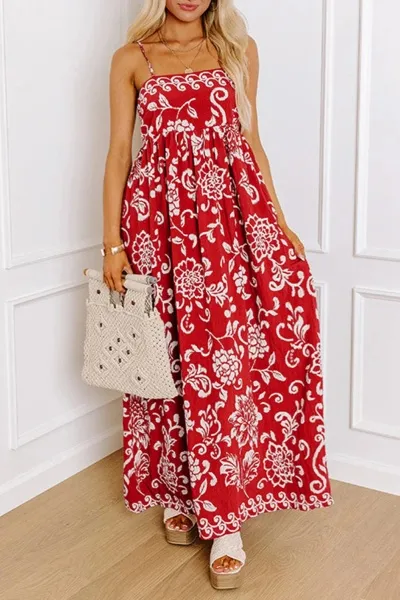 red floral maxi dress