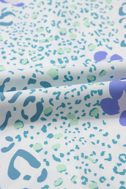 Sky Blue Leopard Print V Neck Short Sleeve Blouse