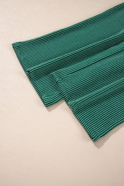 Evergreen Crinkle Rib JOLLY Pattern Long Sleeve Top and Pockets Pants Set