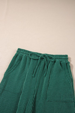 Evergreen Crinkle Rib JOLLY Pattern Long Sleeve Top and Pockets Pants Set