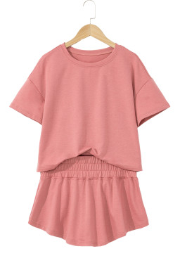 Blossom Cropped Tee and Ruffle High Waist Skort Set