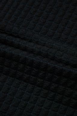 Black Checkered Mesh One Shoulder Short Sleeve Knotted Waist Jumpsuit