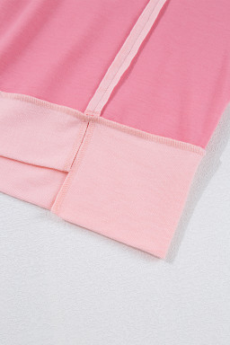 Peach Blossom Half Sleeve Raw Seam High Low Side Split Top