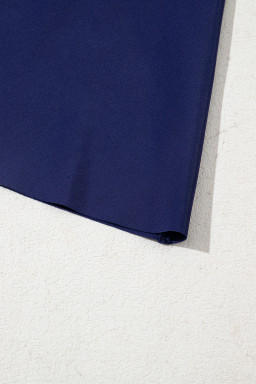 Navy Blue Criss Cross Straps Tie Backless Flared One Piece Swimsuit