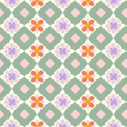 Green Geometric Floral Print Ric Rac Trim Flutter Sleeve Boho Blouse