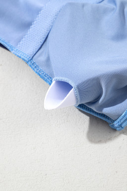 Navy Blue Criss Cross Straps Tie Backless Flared One Piece Swimsuit