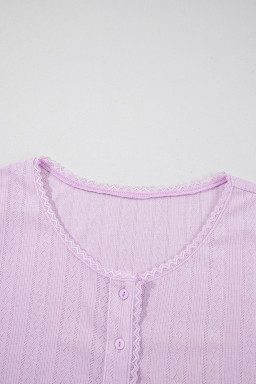 Orchid Petal Delicate Texture Cropped Cami Shorts and Cardigan 3pcs Lounge Set