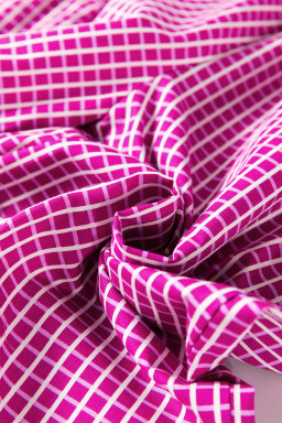 Pink Plaid Print Drawstring High Waist Wide Leg Casual Pocket Pants