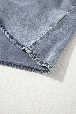 Ashleigh Blue Smocked Neck Frill Denim Sleeveless Top