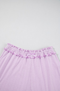 Orchid Petal Delicate Texture Cropped Cami Shorts and Cardigan 3pcs Lounge Set